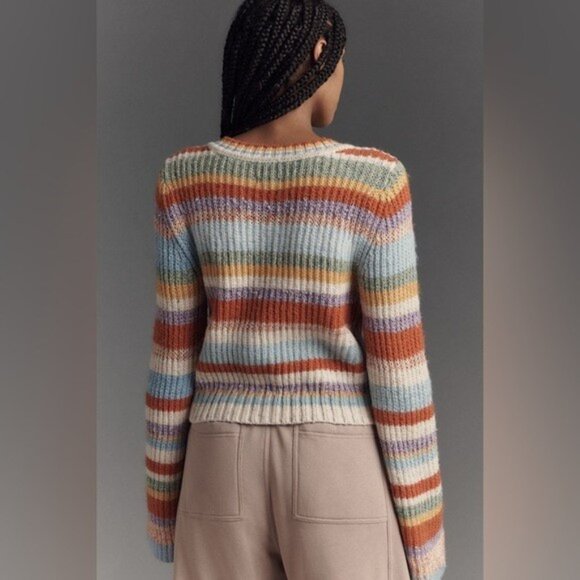 NWT Size S -Anthropologie Ribbed Cardigan Sweater Assorted Stripe (NWT US$ 158) - Picture 8 of 16